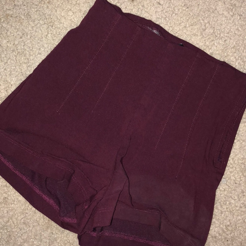 Burgundy high waisted shorts
